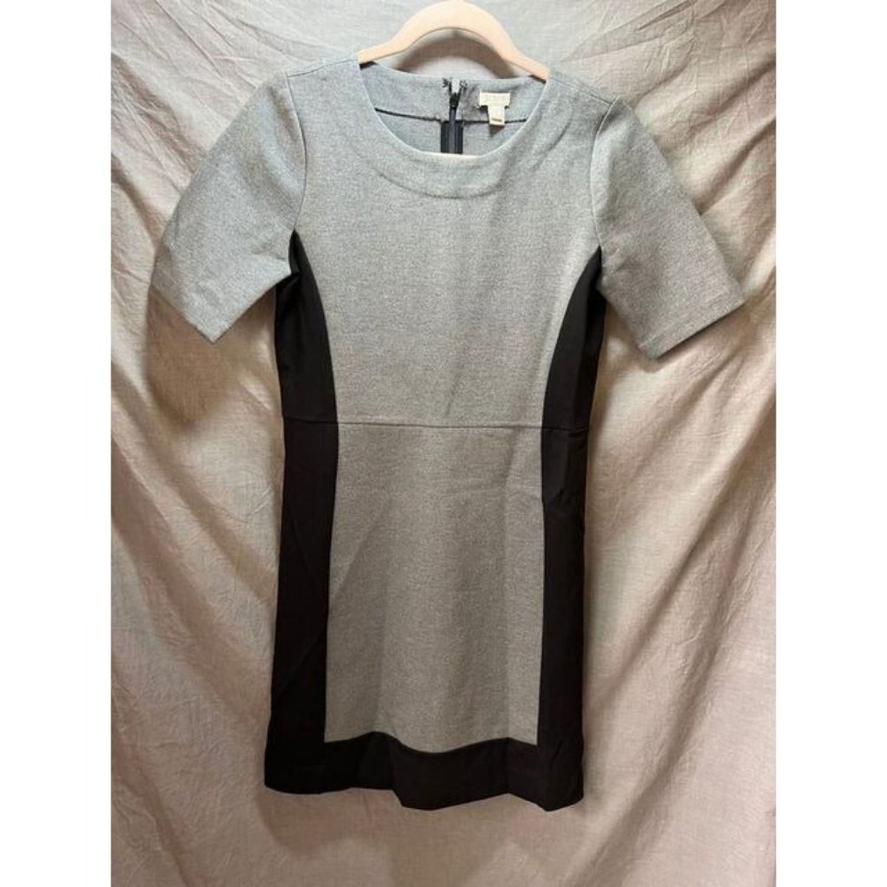 J. Crew‎ Dress Women 2 Gray Black Short Sleeve Rear Zip Ladies.